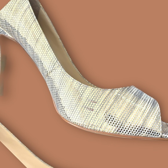 Enzo Angiolini‎ Gold Metallic Peep Open Toe Heel Eve Party Shoe Stiletto SZ 11M - Picture 3 of 9